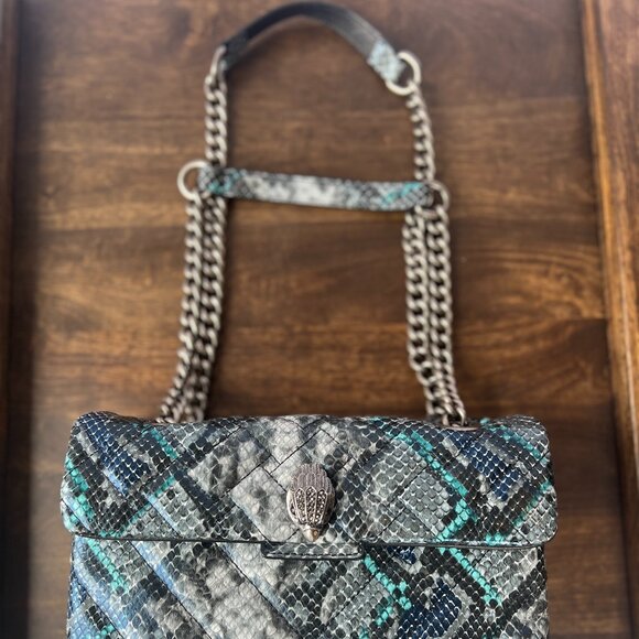 KURT GEIGER LONDON BLUE SNAKE SKIN HANDBAG - Picture 3 of 3